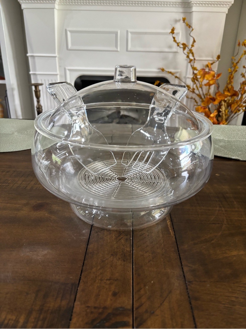 Vintage Mcm Arcrylic plastic clear salad bowl with ice chamber